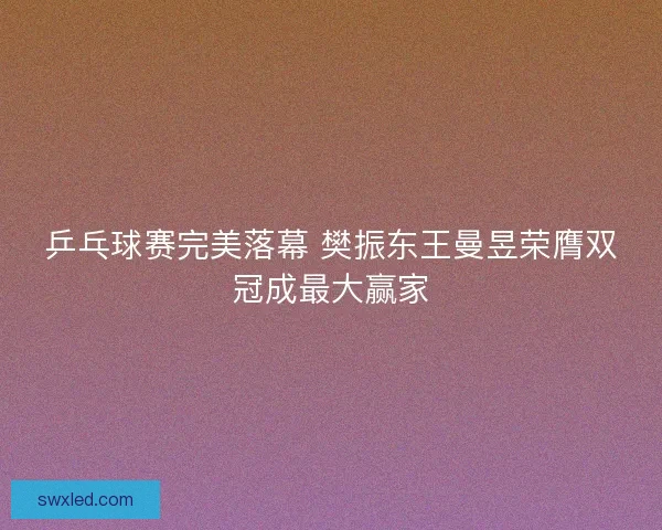 乒乓球赛完美落幕 樊振东王曼昱荣膺双冠成最大赢家